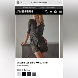 James Perse black side panel button down shirt